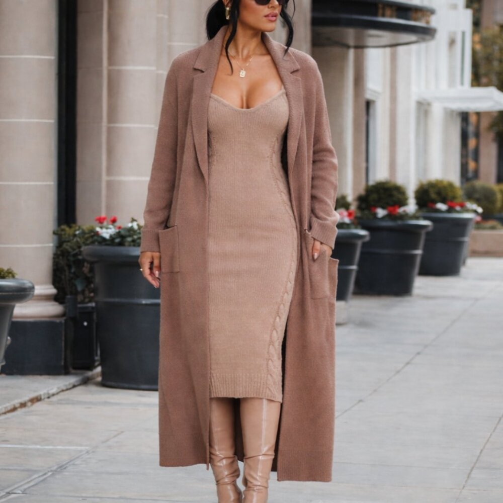 NWT Cozy Notch Collar Duster Cardigan Open Front Coat